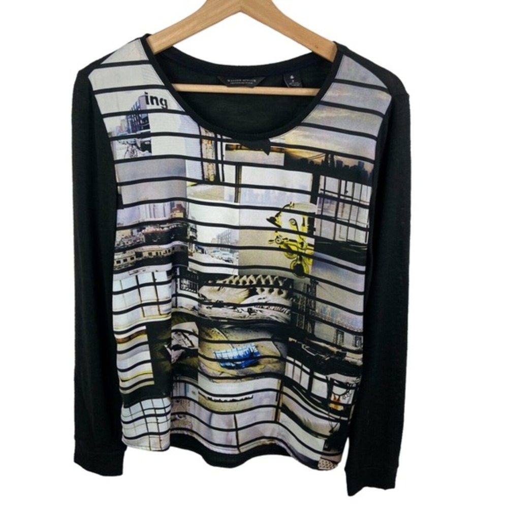 Maison Scotch‎ Amsterdams Blauw shirt knit top popover sweater blouse sz 2 small